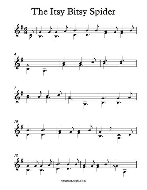 Itsy Bitsy Spider Sheet Music