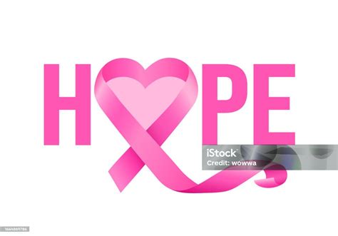 Hope Lettering Design With Pink Ribbon Stock Illustration Download