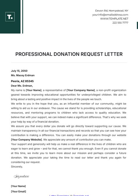 Free Donation Letter Templates Editable And Printable