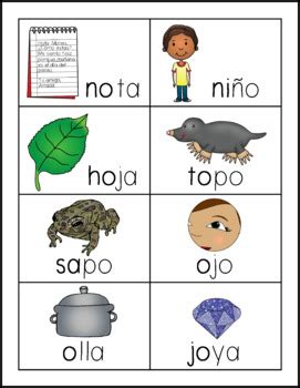 Spanish Picture Word Cards With A E I And O Palabras Con A E I O