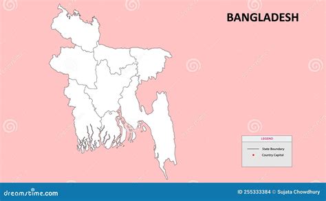 Bangladesh Map Outline State Map Of Bangladesh Stock Illustration