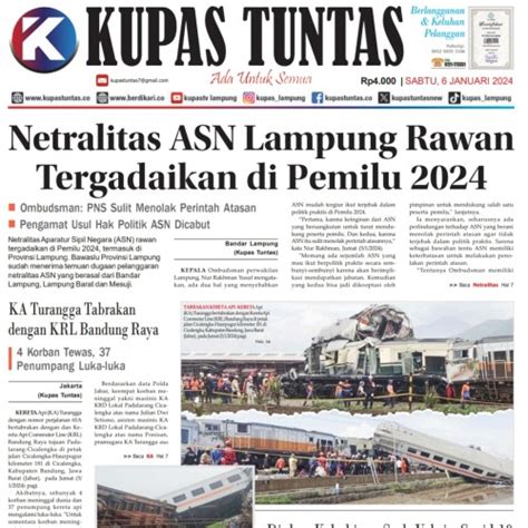 Kupas Tuntas Surat Kabar Harian Kupas Tuntas Edisi Sabtu Januari