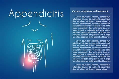 Premium Vector Appendicitis Linear Icon On Blue Background Vector