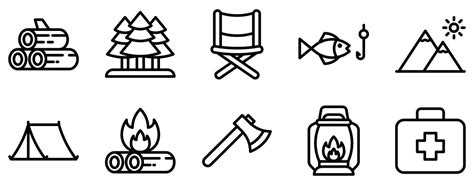 Camping Line Style Icon Collection 34332031 Vector Art At Vecteezy