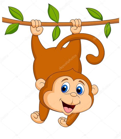 Cute monkey cartoon hanging — Stock Vector © tigatelu #25416701