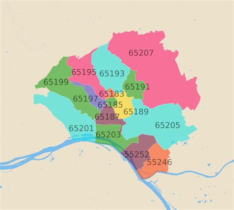 Wiesbaden Postleitzahlen Karte AtlasBig