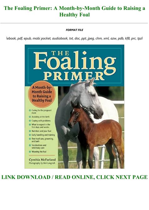 (B.O.O.K.$) The Foaling Primer: A Month-by-Month Guide to Raising a