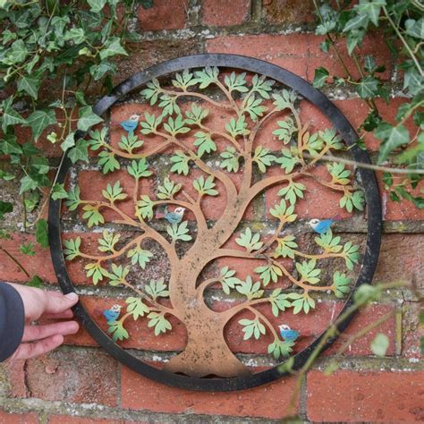 Multi Coloured Circular Tree Of Life Garden Wall Art 40cm Black