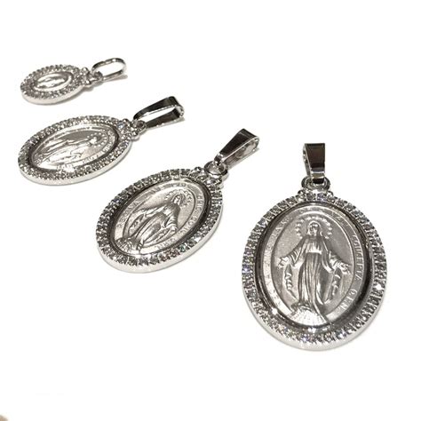 Medaglia Madonna Miracolosa Argento 925 E Zirconi