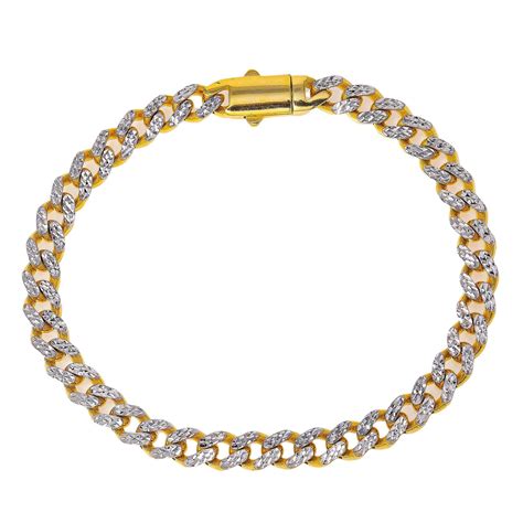 10k Yellow Gold Diamond Cut Cuban Link Bracelet Omi Jewelry