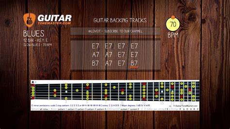 12 Bar Slow Blues In E BLUES 70 BPM Guitar Backing Track 4 4