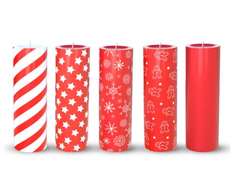 3d Rendering Christmas Red Candles Different Designs 35039022 Png