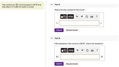SOLVED The Current In An RL Circuit Increases To 98 Of Its Final