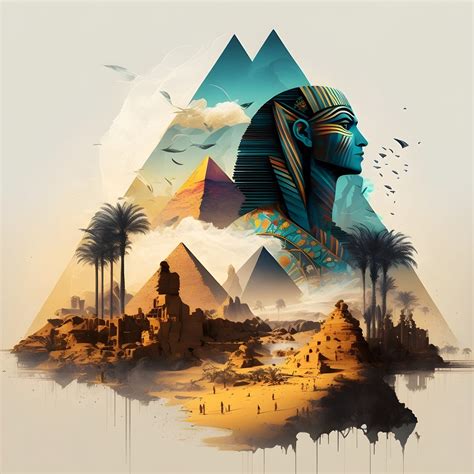 Double Exposure Ancient Egypt AI Generated Art Wall Art Etsy