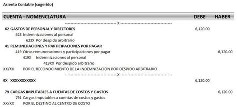 Asiento Contable Pago De Indemnizacion Por Despido Actualizado Hot