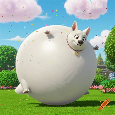 cartoon white dog bolt inflated   giant balloon floats