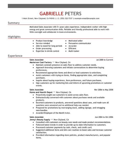 Sales Associate Resume Sample Sales Resume Resume Examples Retail