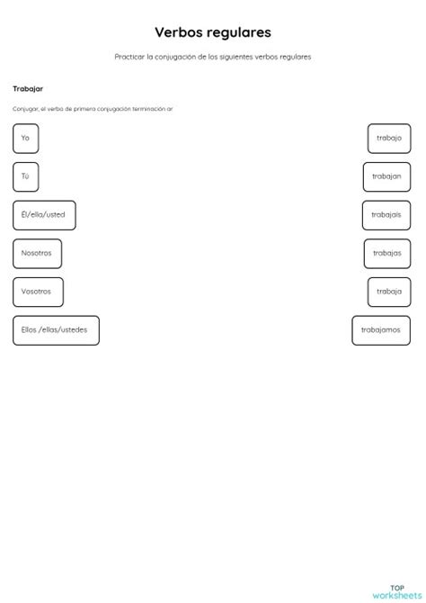 Verbos Regulares Ficha Interactiva Topworksheets