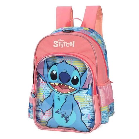 Mochila De Costas Infantil Stitch G Rosa Luxcel Papelaria Pigmeu