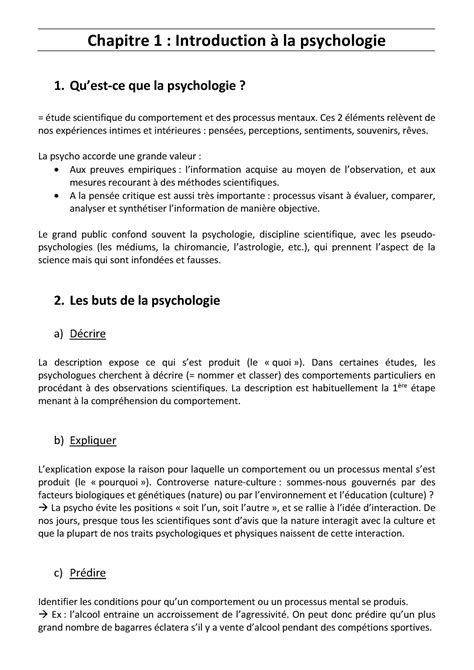 Théories de la psychologie Chapitre 1 Introduction à la psychologie