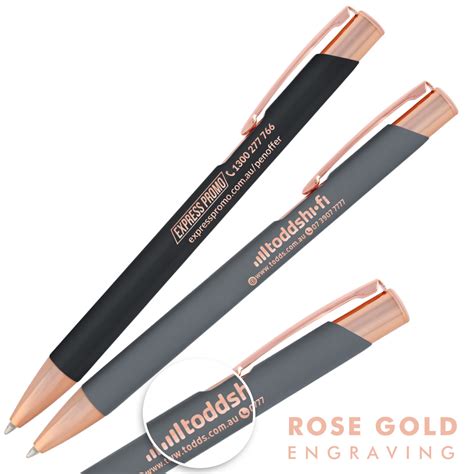 Julia Soft Touch Rose Gold Engraved Metal Pen Express Promo