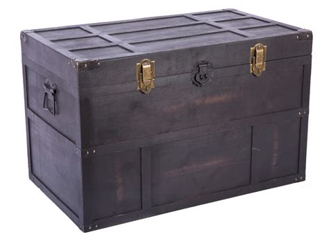 Rustic Large Wooden Storage Trunk with Lockable Latch - Vintiquewise