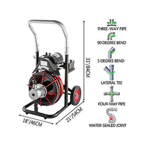 Vevorbrand Drain Cleaner Machine 100 Ft X 12 In Drain