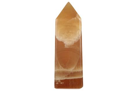 45 Polished Banded Honey Calcite Obelisk 187473 For Sale