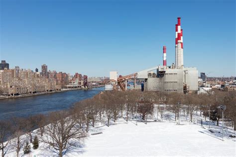 Queensbridge Park In Long Island City Queens Covered In Snow During