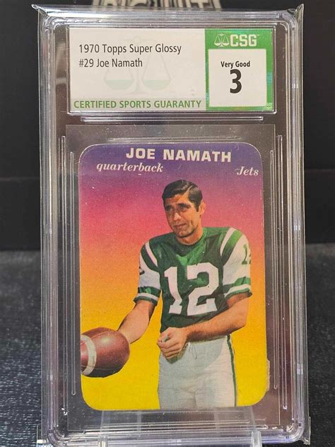 1970 TOPPS SUPER GLOSSY 29 JOE NAMATH JETS VINTAGE FOOTBALL CARD CSG 3