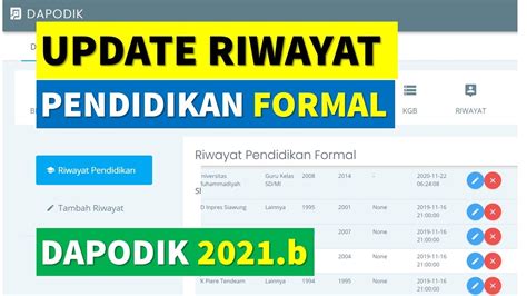 Cara Menambah Dan Mengubah Data Riwayat Pendidikan Formal PTK Setelah