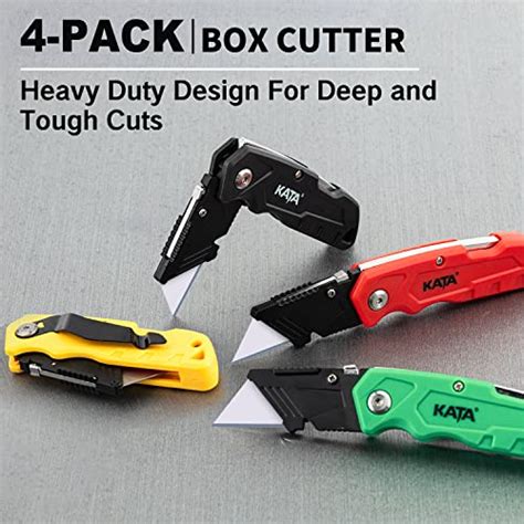 Kata 4 Pack Folding Utility Knife Heavy Duty Box Cutter With 20pcs Sk5