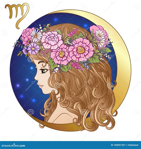 Virgo A Young Beautiful Girl In The Form Of One Of The Signs Of Stock