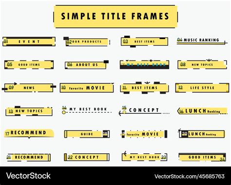 Title design set simple heading frame Royalty Free Vector