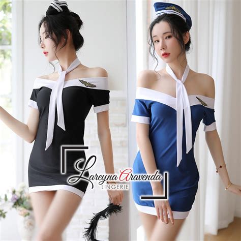 Jual Baju Dinas Depan Suami Set Lingerie Cd Topi Seksi Fit M L Xl