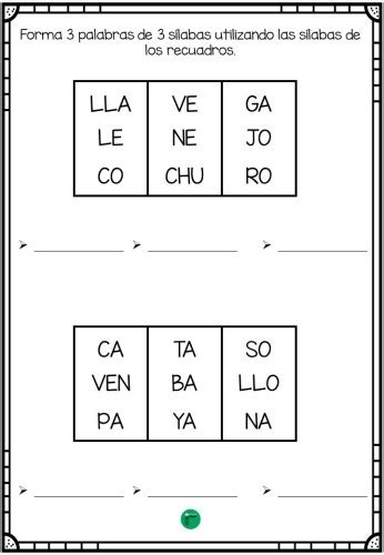 Conciencia Silábica Formamos 3 Palabras De 3 Sílabas Orientacion Andujar