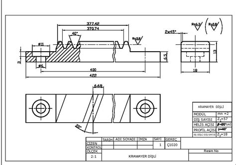 Teknik resim örnekleri Makine parçaları Makine Eğitimi Resim