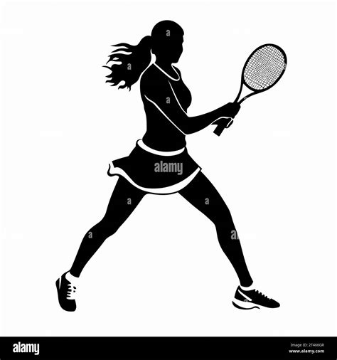 Female Tennis Player Silhouette Female Tennis Player Black Icon On