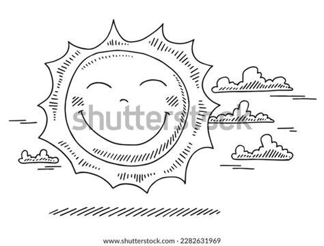 Handdrawn Vector Drawing Happy Cartoon Sun Stock Vector (Royalty Free ...