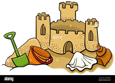 Castillo De Arena De Dibujos Animados En La Playa Clip Art Ilustraci N