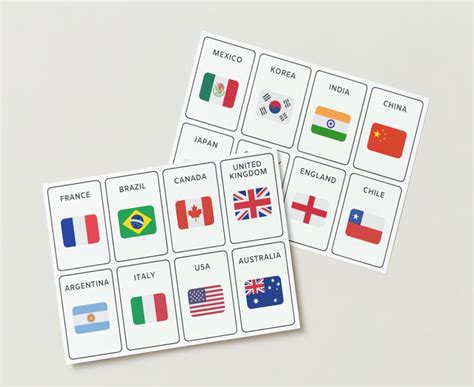 120 Flags Flashcards Game Match the Flag to Continent Montessori ...