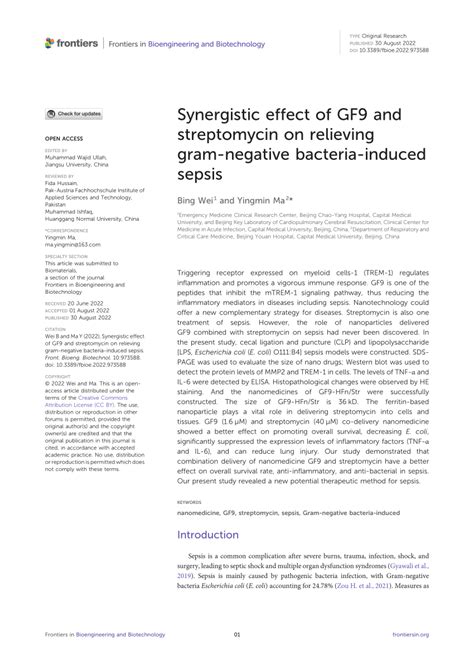 Pdf Synergistic Effect Of Gf9 And Streptomycin On Relieving Gram