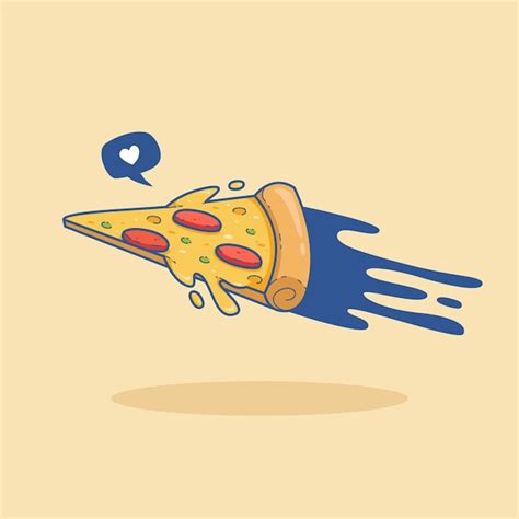 Premium Vector Flying Slice Of Pizza Cheese Vector Illustration Of