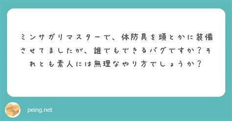 ミンサガリマスターで、体防具を頭とかに装備させてましたが、誰でもできるバグですか？それとも素人には無理なやり方で Peing 質問箱