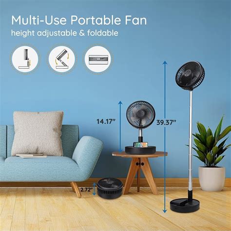 Primevolve Battery Operated Portable Standing Fan Rechargeable USB