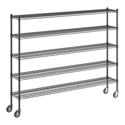 Regency 12 X 72 X 60 Nsf Black Epoxy Mobile Wire Shelving Starter Kit With 5 Shelves