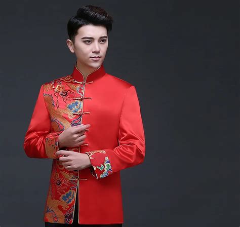 Traditional Men S Chinese Style Groom Gown Top Shirt Men Cheongsam