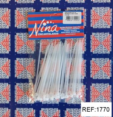 Abraçadeira de Nylon Mini C 50 Unidades Branca 2 5x100MM Nina