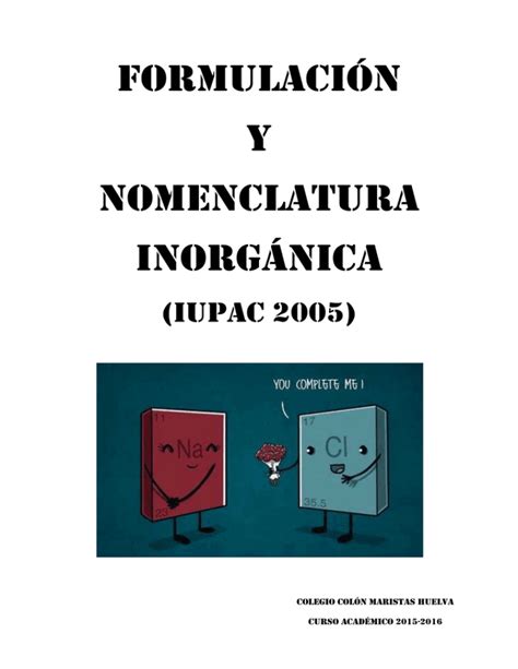 Formulaci N Y Nomenclatura Inorg Nica