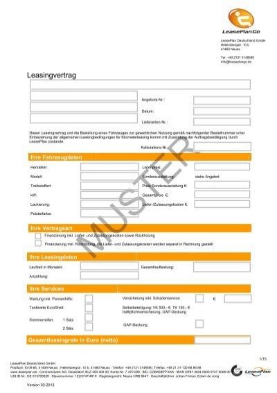 Leasingvertrag Muster Leaseplango